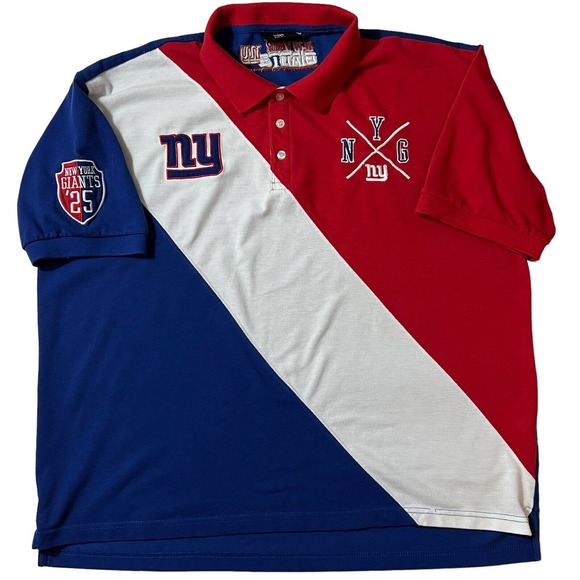 NEW YORK GIANTS Mens Polo Shirt Embroidered Striped XL NFL Football - Picture 1 of 10